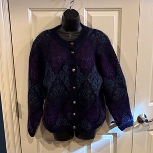 Pitlochery Knitwear Smsll Women's Purple and Black cardigan